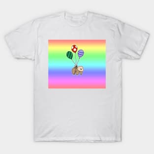 Balloon Two-Toed Sloth Rainbow Ombre T-Shirt